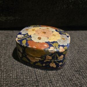 Vintage Small Floral Painted Trinket Box